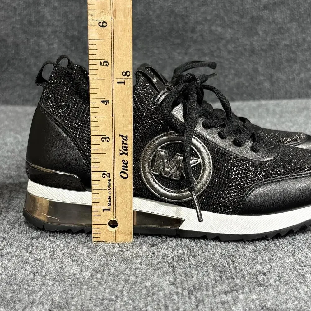 Michael Kors Shoes Womens Size 7 Black Knit MK Logo Low Top Casual Sneakers